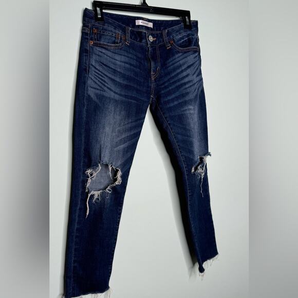 Moussy Vintage Comfort Nancy Skinny Dark Wash Mid-Rise Distressed Skinny Size 26 - Picture 3 of 11